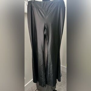 NWT WOMEN LEATHER LIKE WIDE LEG PANTS